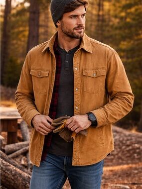 Craftsman Canvas Jacket L Plaid Lined Workwear Barn Coat